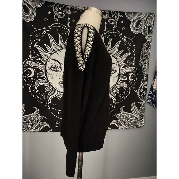 NWT INC Cold Shoulder Jewel Cutout Sweater Large - Picture 3 of 4